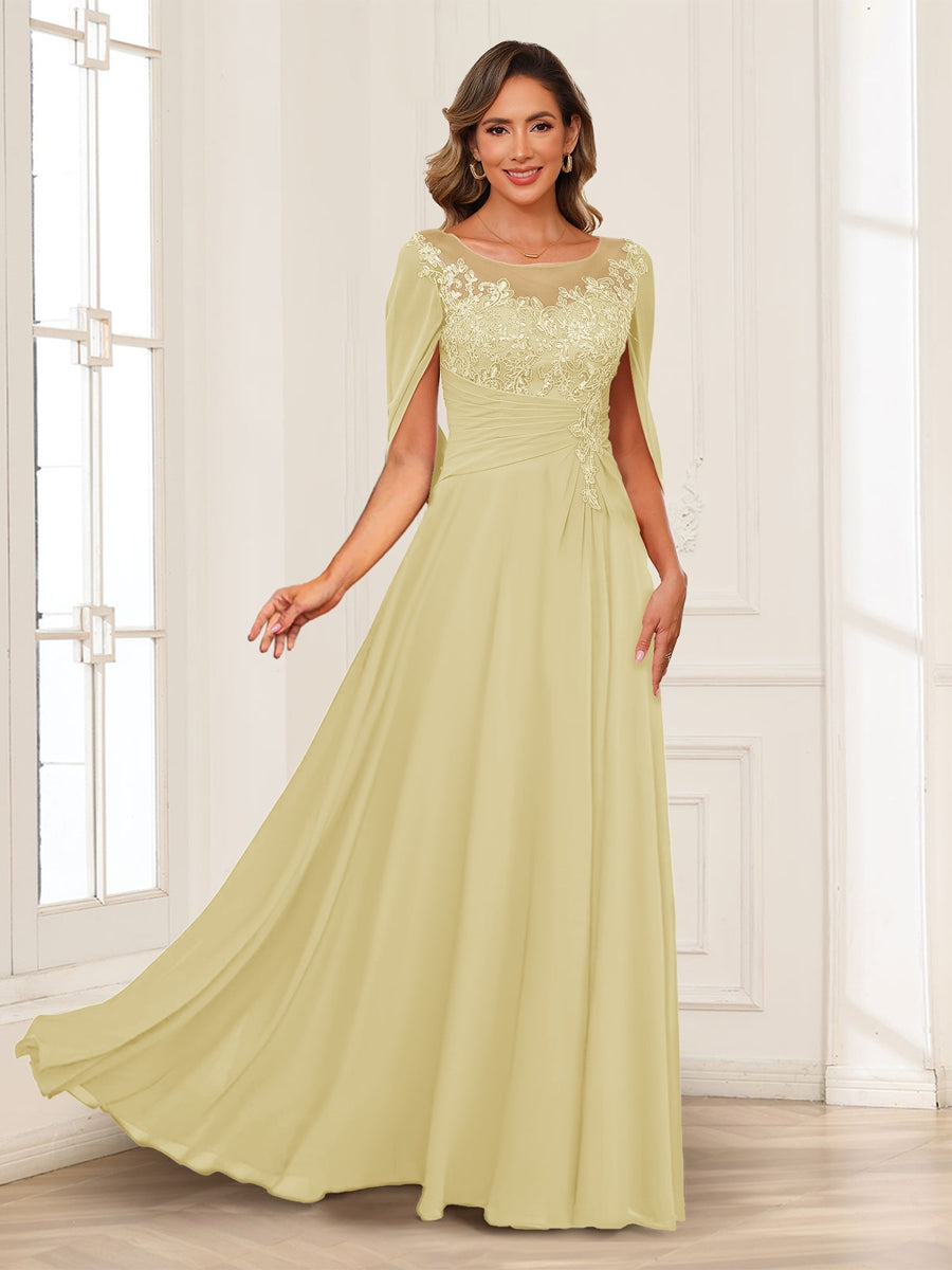 Luna June Yellow front view mother of the bride dress