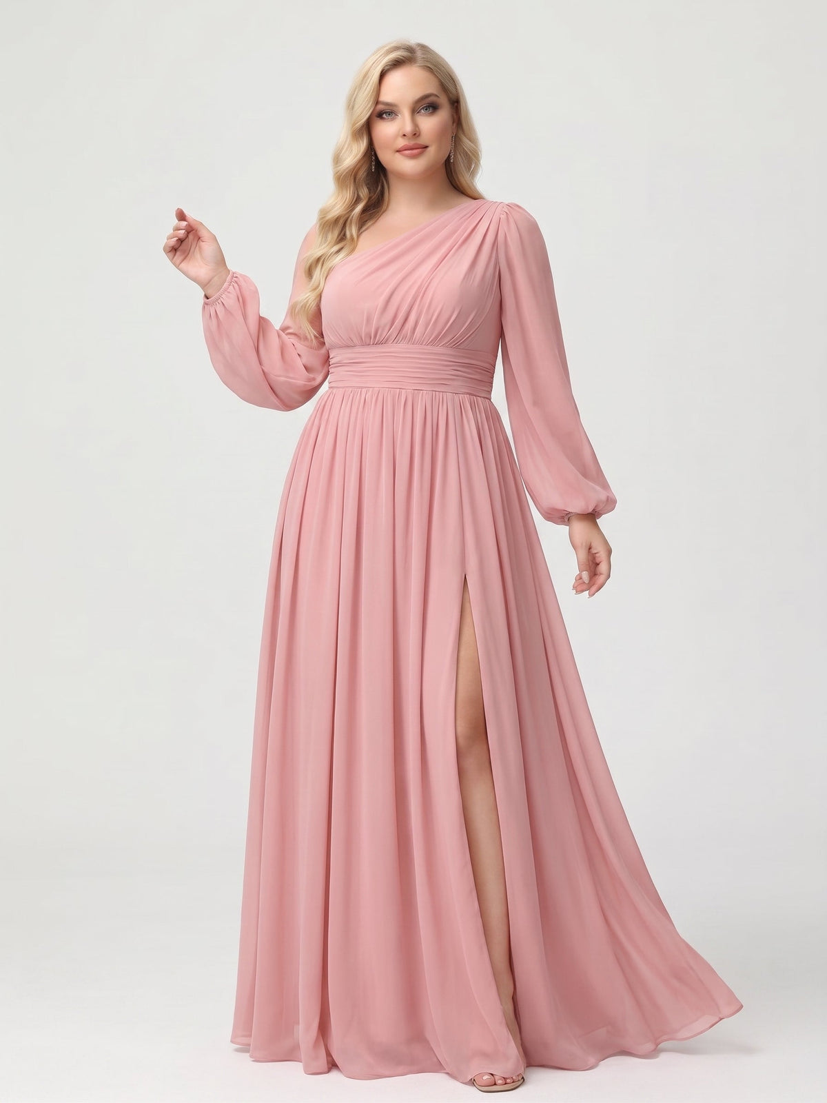 Celestine Rose Pink front view wedding guest dress