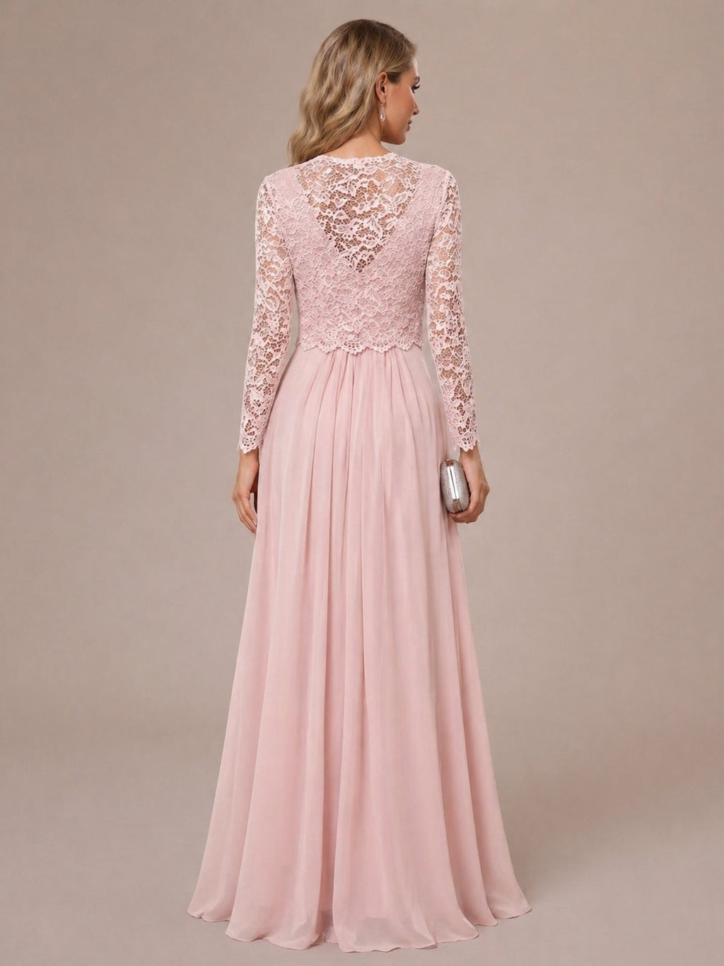Oceane blush back view mother of the bride dress