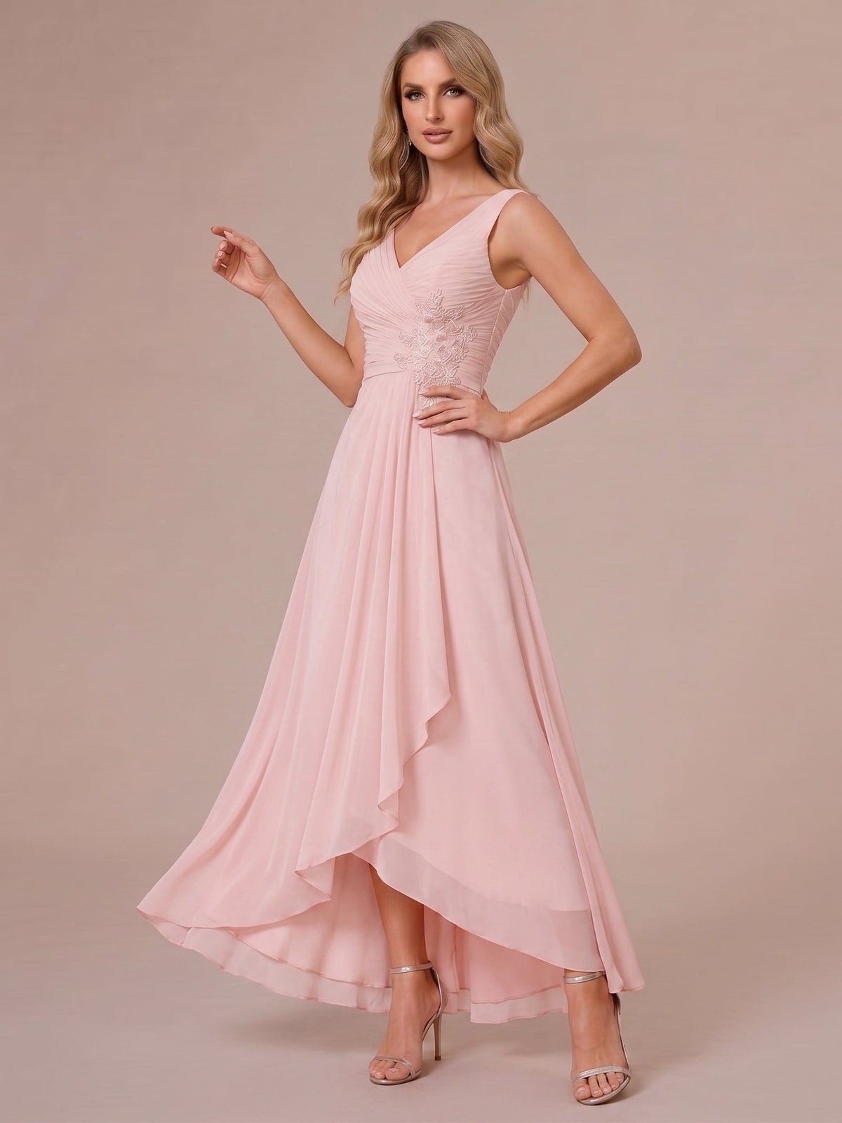 Oceane blush side view mother of the bride dress