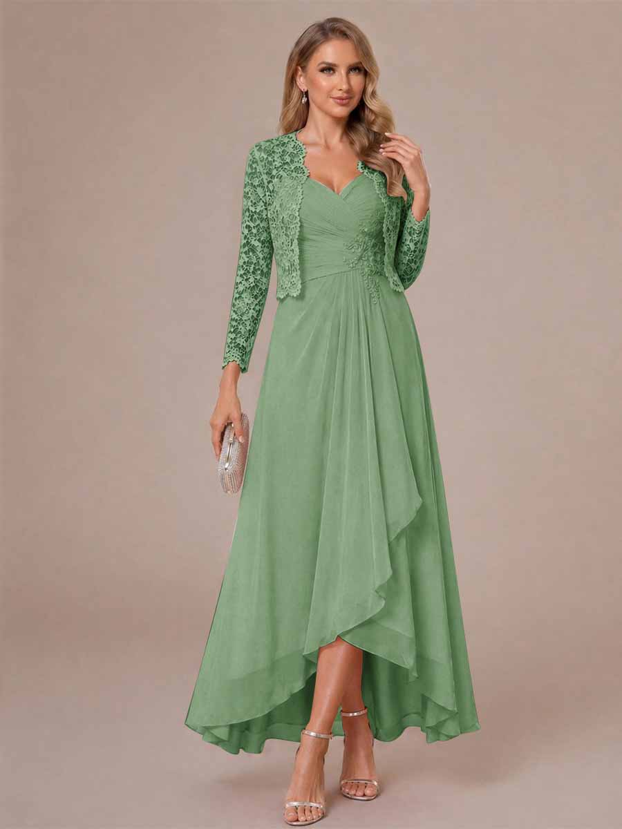 Oceane sage green front view mother of the bride dress