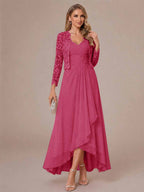 Oceane fuchsia front view mother of the bride dress