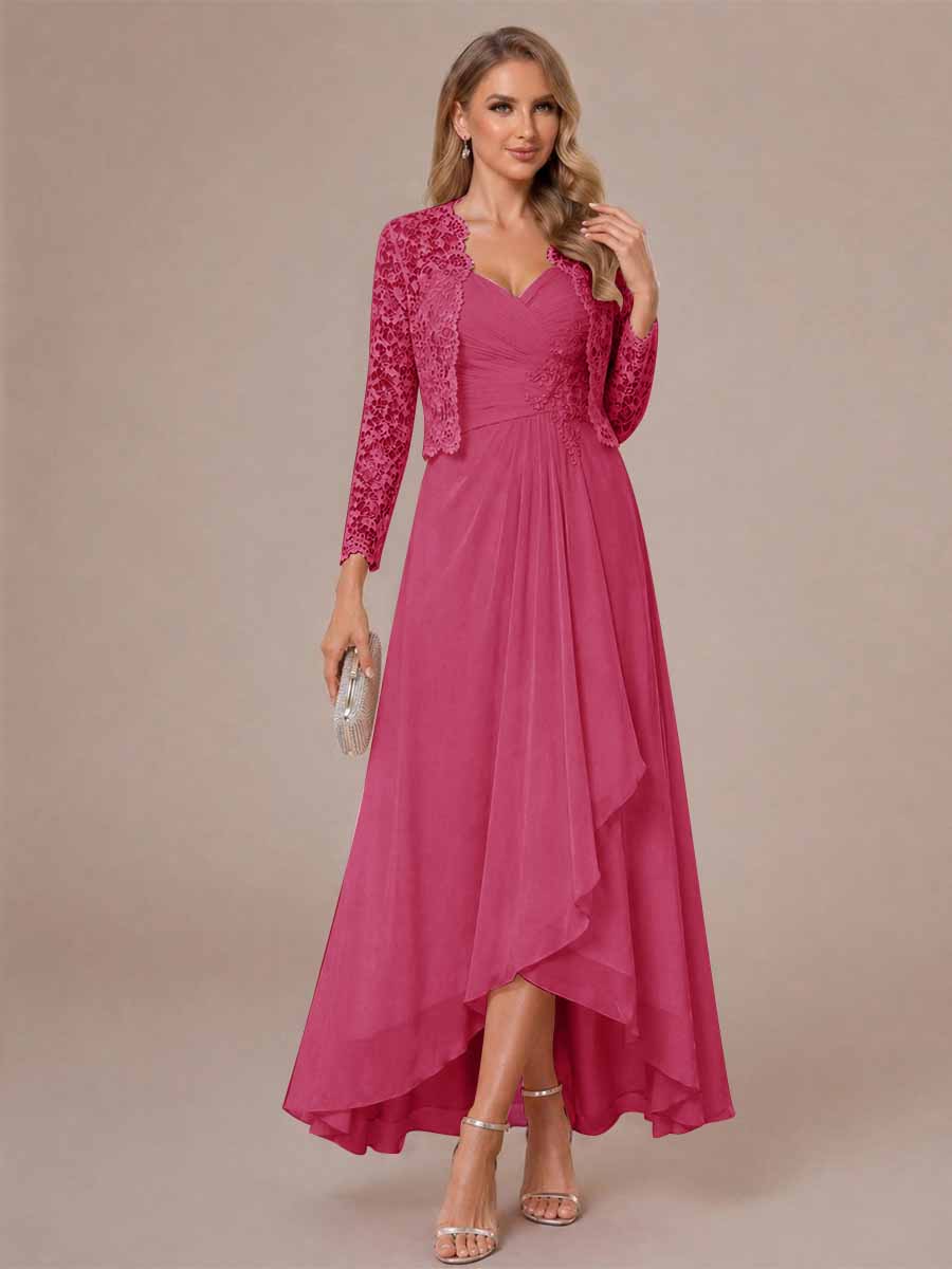 Oceane fuchsia front view mother of the bride dress