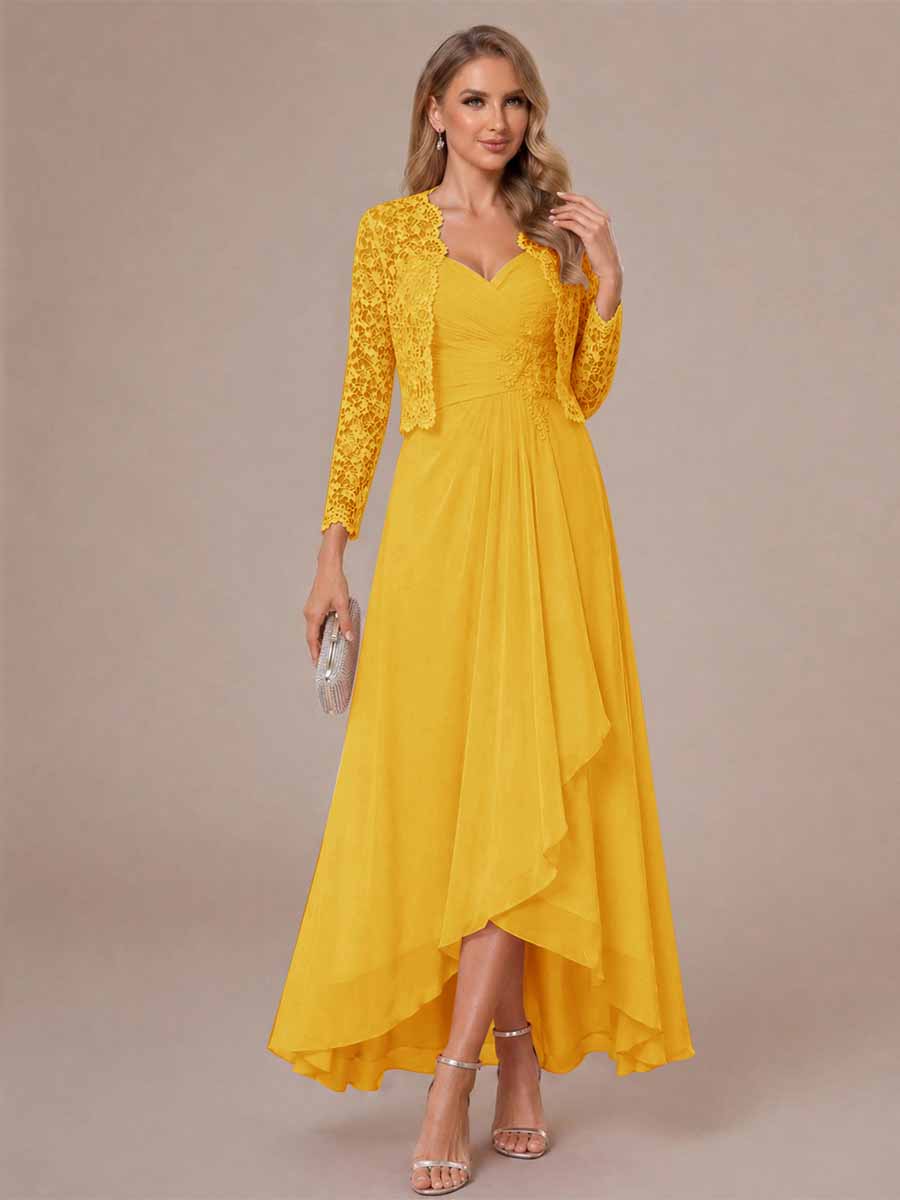 Oceane gold front view mother of the bride dress