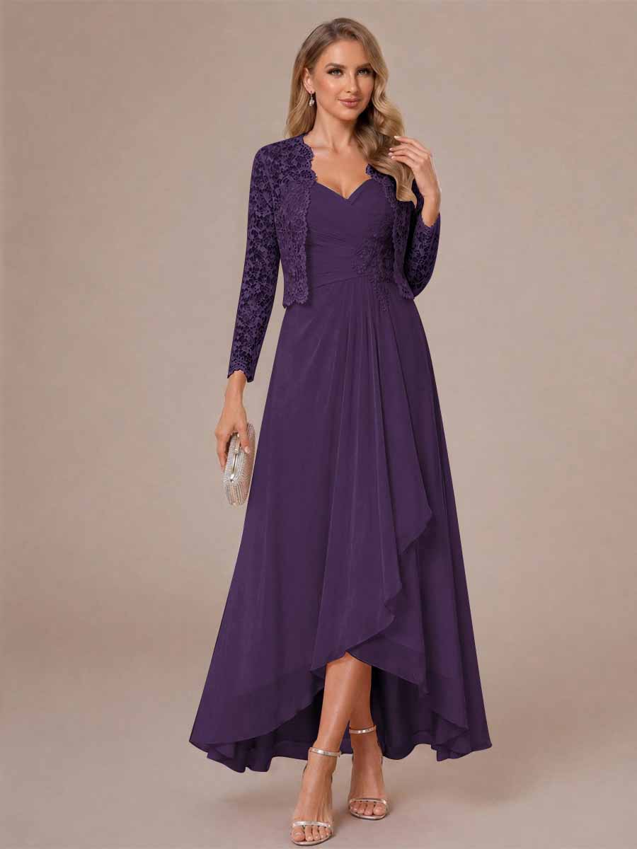 Oceane grape front view mother of the bride dress