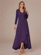 Oceane grape front view mother of the bride dress