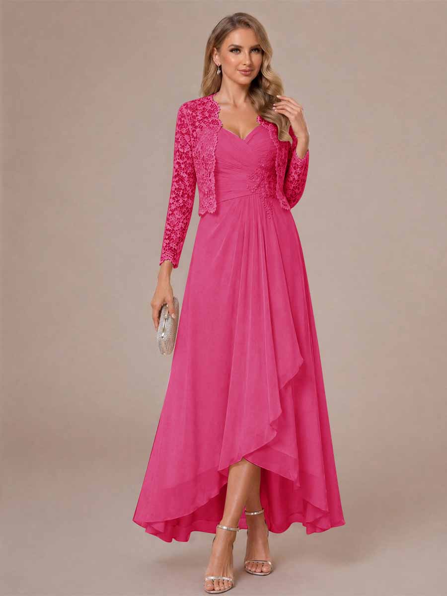 Oceane hot pink alternate front view 2 mother of the bride dress