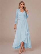 Oceane sky blue front view mother of the bride dress