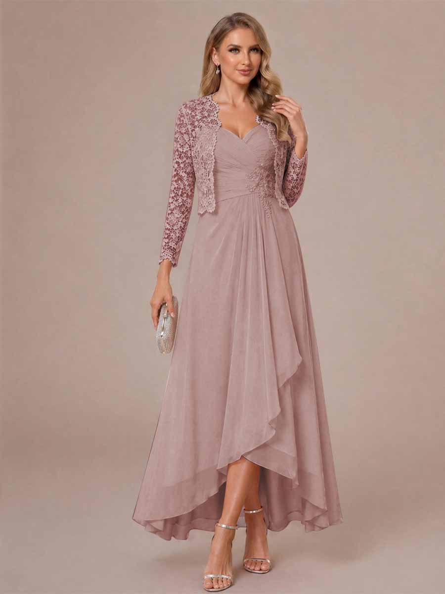 Oceane mauve front view mother of the bride dress