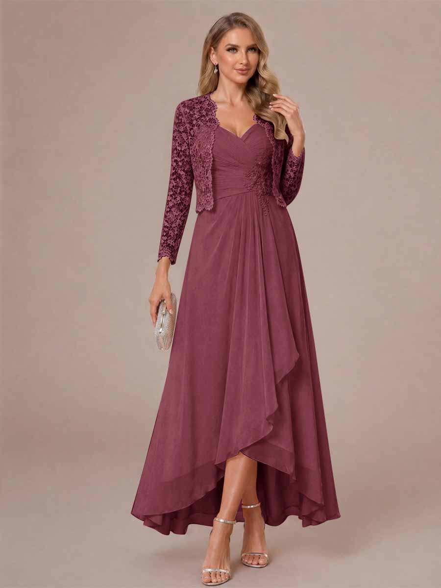 Oceane plum front view mother of the bride dress