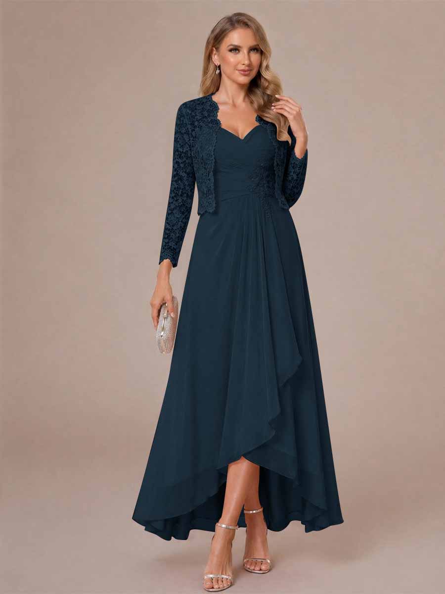 Oceane navy blue front view mother of the bride dress