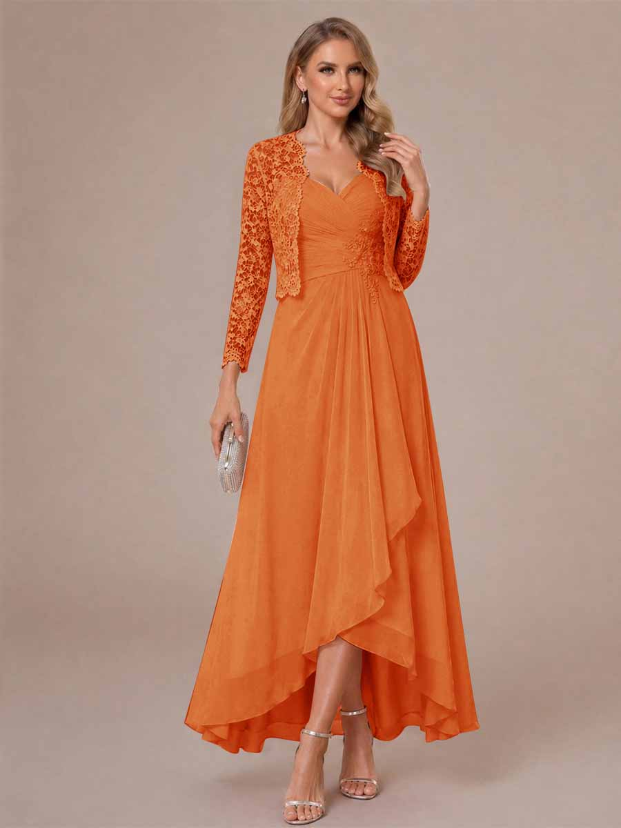 Oceane orange front view mother of the bride dress