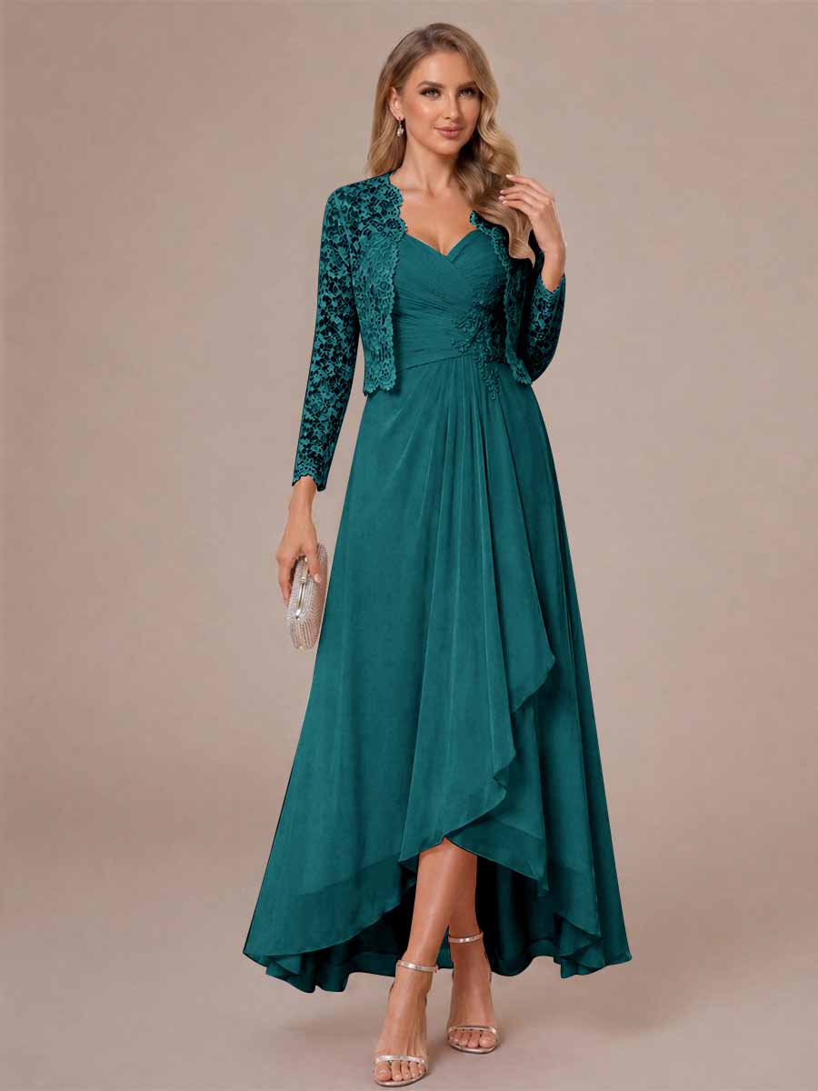 Oceane peacock front view mother of the bride dress