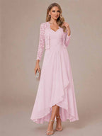 Oceane rose pink front view mother of the bride dress