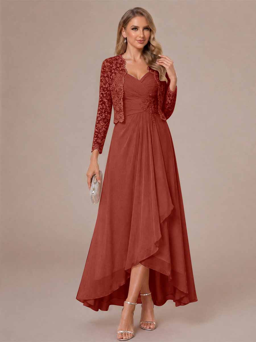 Oceane rust front view mother of the bride dress