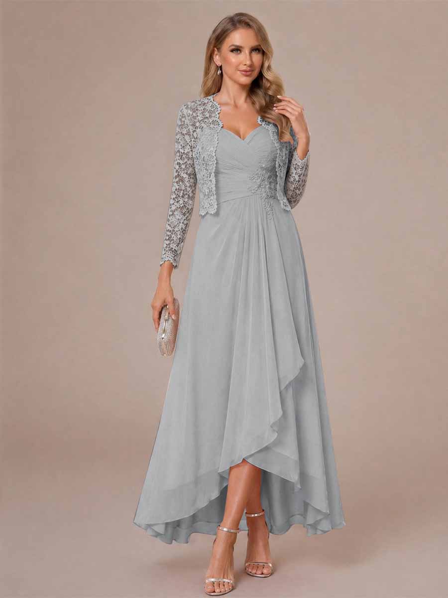 Oceane silver front view mother of the bride dress