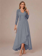 Oceane steel grey front view mother of the bride dress