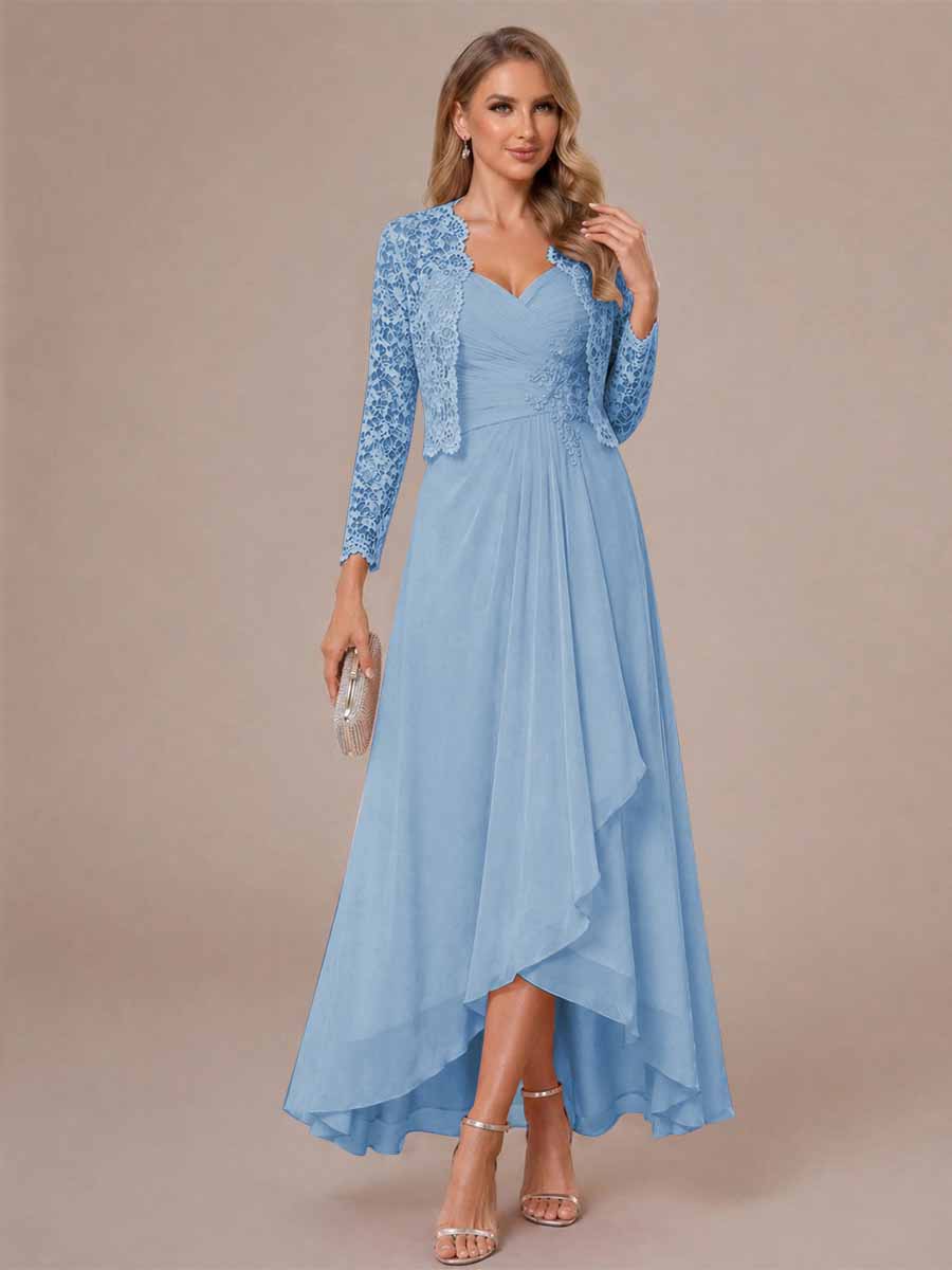 Oceane sky blue alternate front view 2 mother of the bride dress