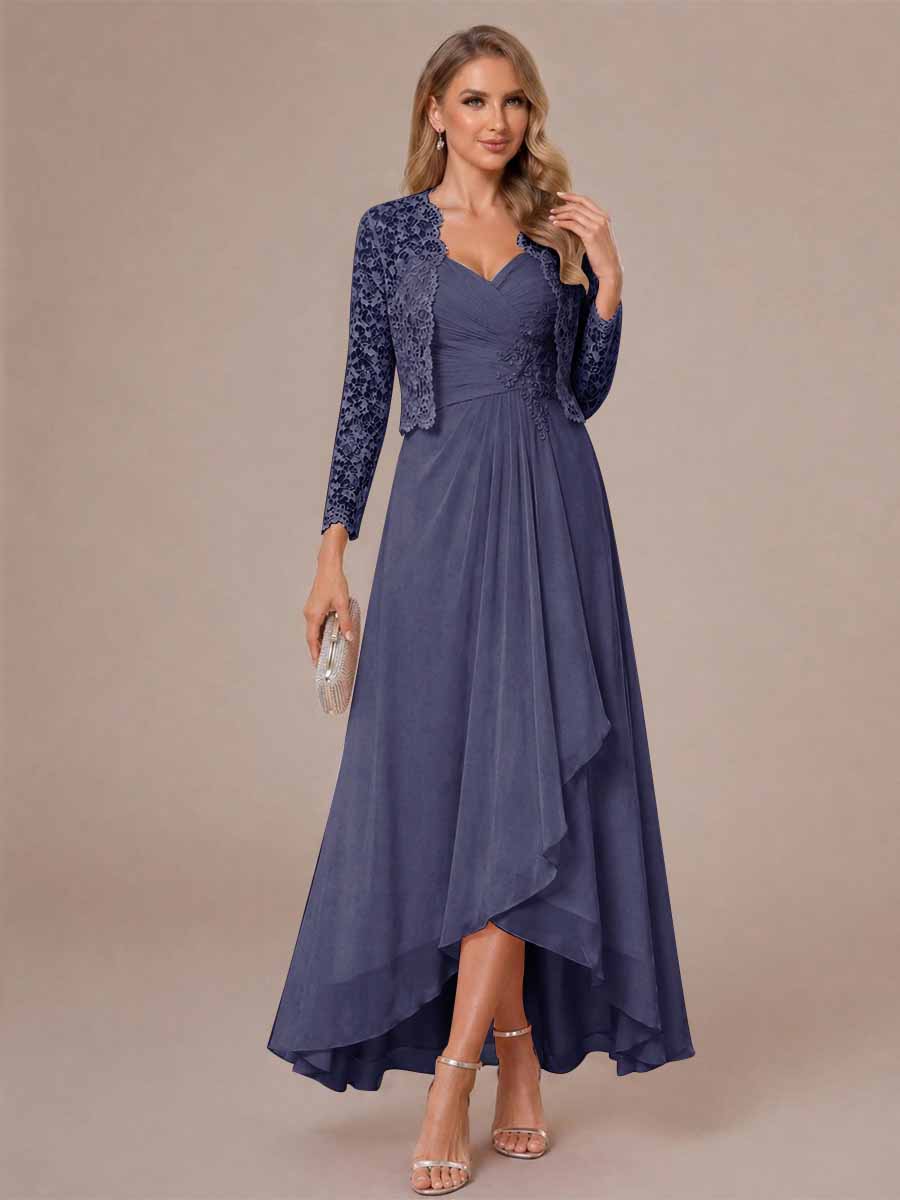 Oceane dusty blue alternate front view 2 mother of the bride dress