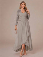 Oceane taupe front view mother of the bride dress
