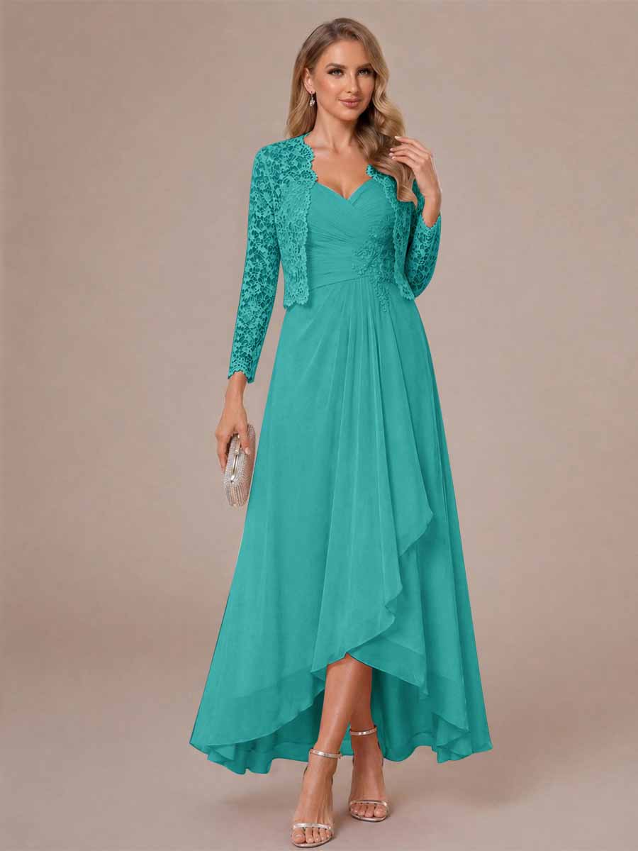 Oceane turquoise front view mother of the bride dress