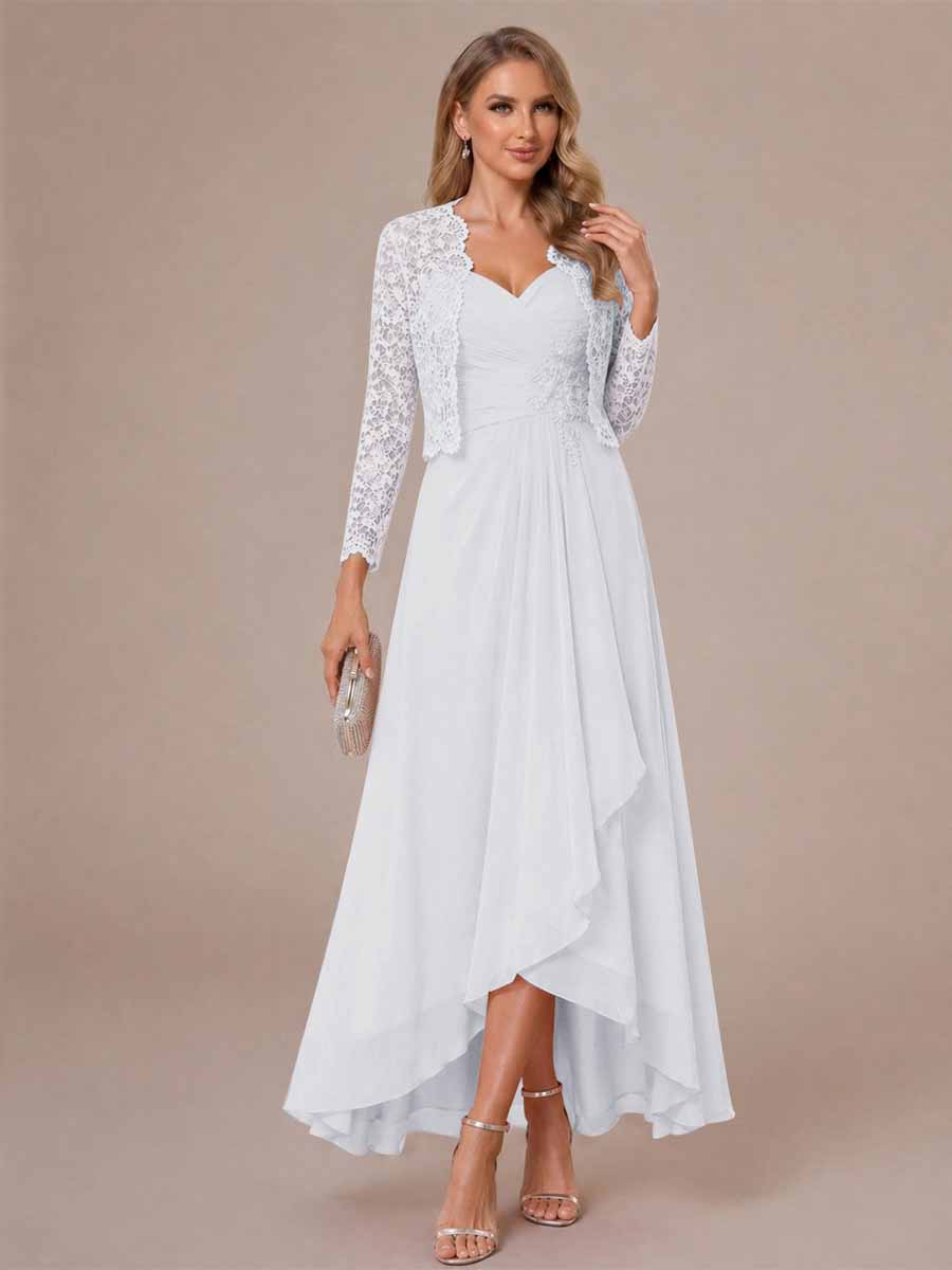 Oceane white front view mother of the bride dress