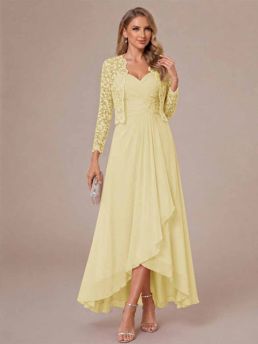 Oceane yellow front view mother of the bride dress