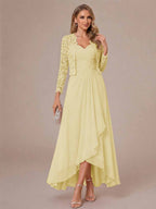 Oceane yellow front view mother of the bride dress