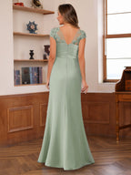 Genevieve Lark Sage Green side view mother of the bride dress