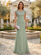 Genevieve Lark Sage Green back view mother of the bride dress