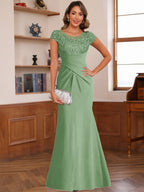 Genevieve Lark Sage Green fabric detail mother of the bride dress