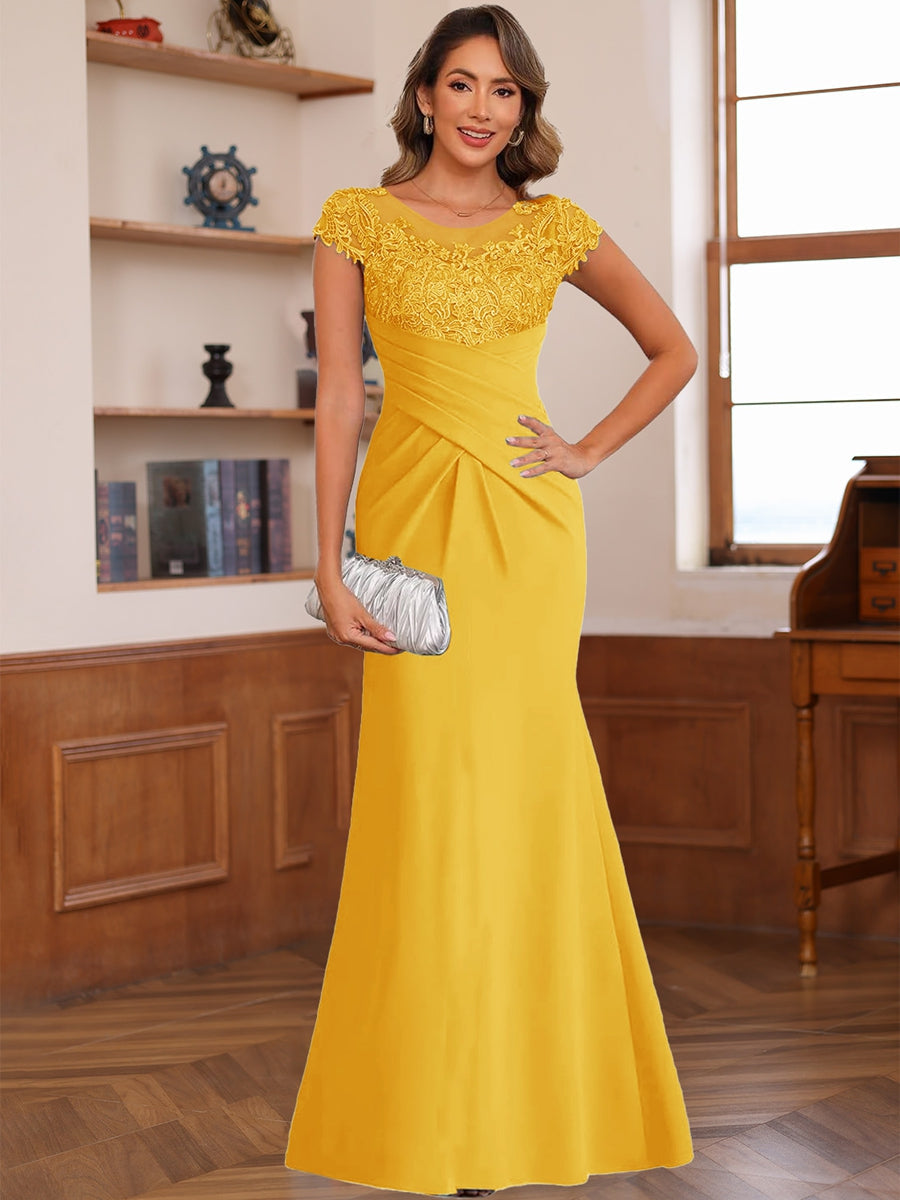 Genevieve Lark Gold front view mother of the bride dress