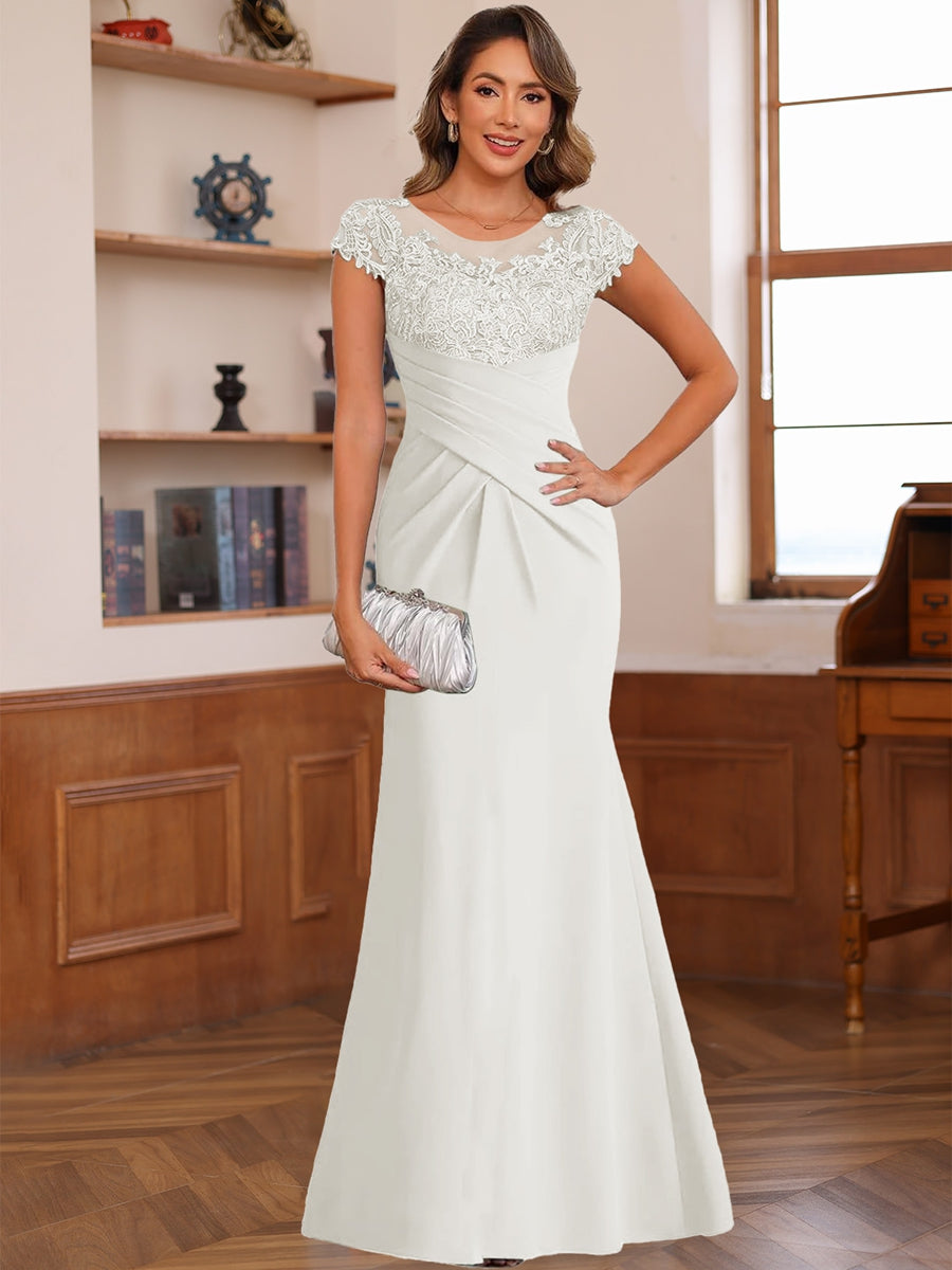 Genevieve Lark Ivory front view mother of the bride dress