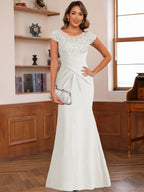 Genevieve Lark Ivory front view mother of the bride dress
