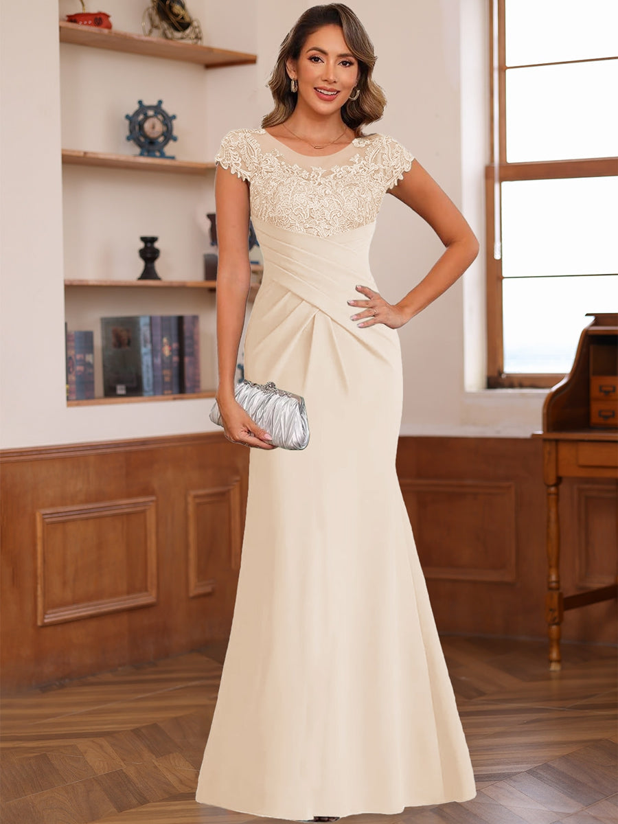 Genevieve Lark Champagne back view mother of the bride dress