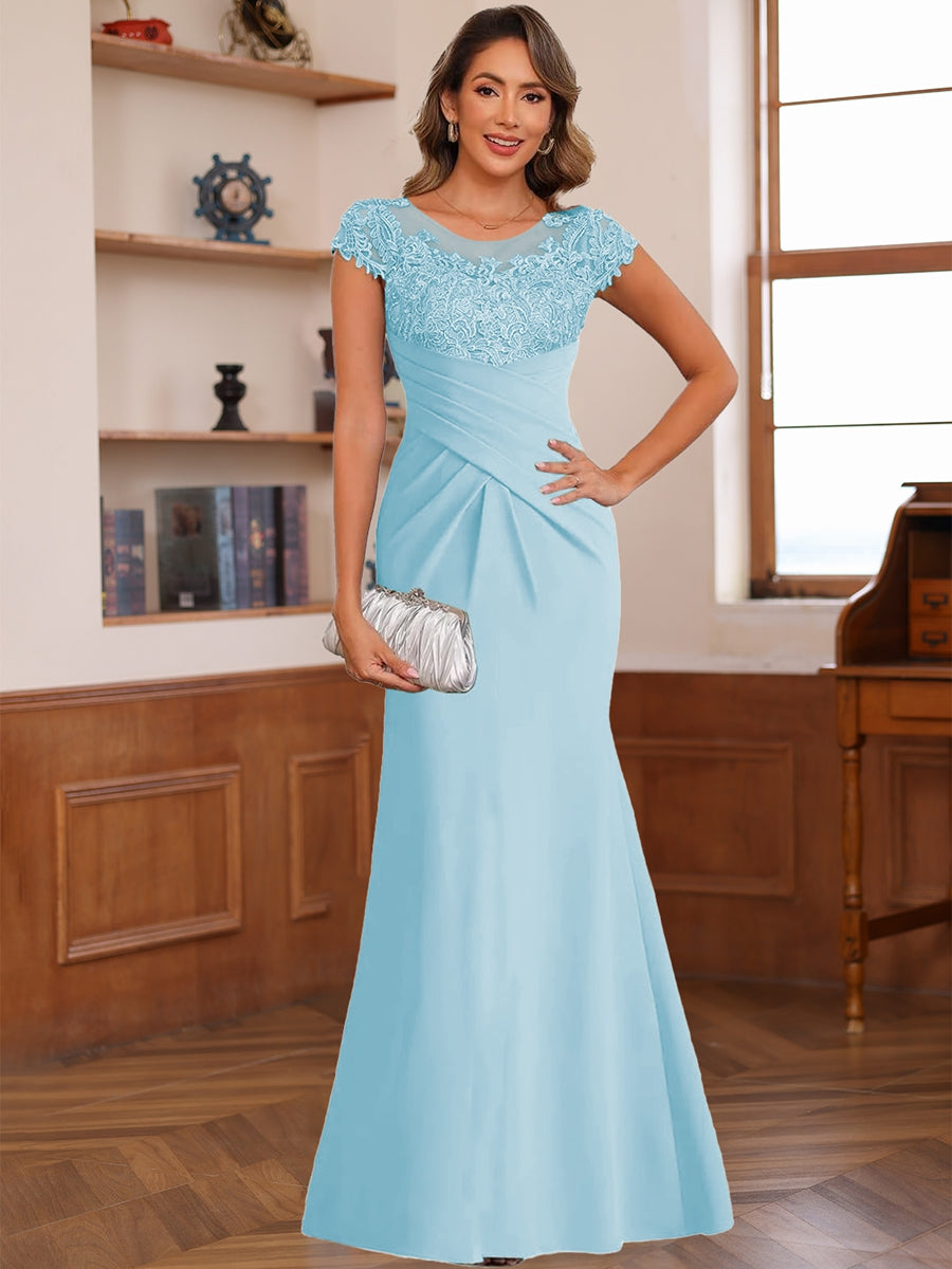 Genevieve Lark Sky Blue front view mother of the bride dress