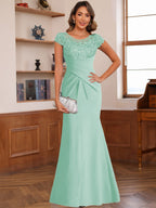 Genevieve Lark Mint Green front view mother of the bride dress