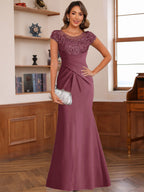 Genevieve Lark Plum front view mother of the bride dress