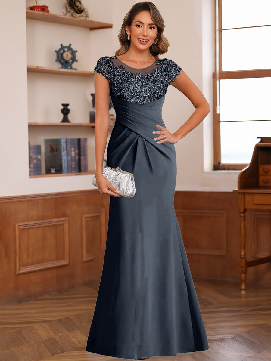 Genevieve Lark Navy Blue front view mother of the bride dress