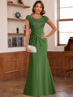 Genevieve Lark Olive Green front view mother of the bride dress