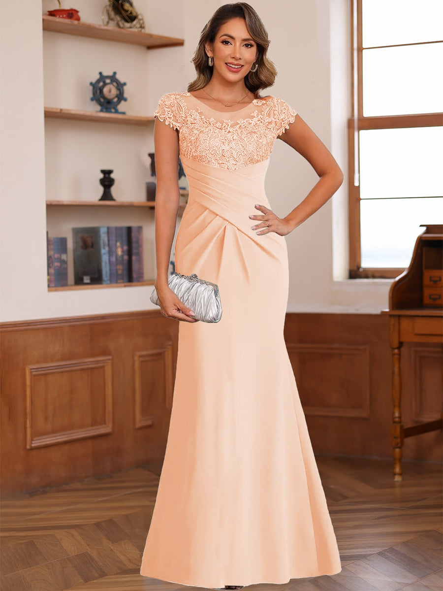 Genevieve Lark Peach front view mother of the bride dress