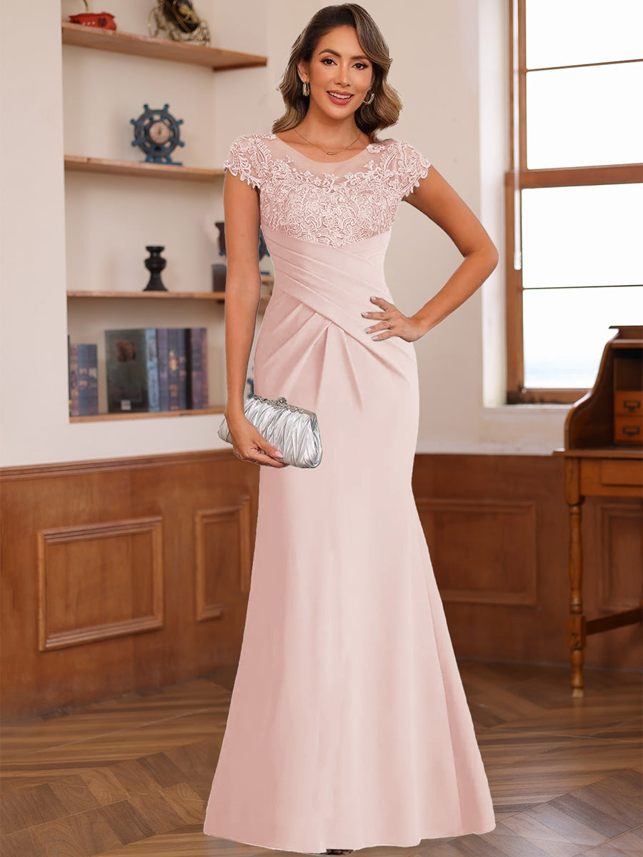 Genevieve Lark Pearl Pink back view mother of the bride dress