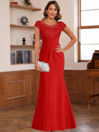 Genevieve Lark Red front view mother of the bride dress