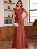 Genevieve Lark Rust front view mother of the bride dress