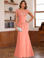 Genevieve Lark Coral back view mother of the bride dress