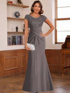 Genevieve Lark Steel Grey front view mother of the bride dress