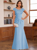 Genevieve Lark Sky Blue back view mother of the bride dress