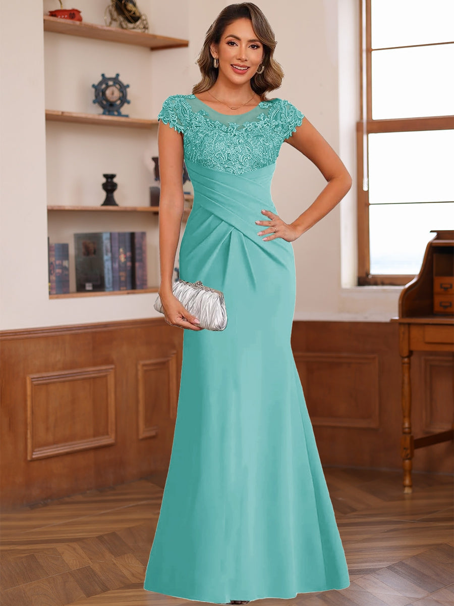 Genevieve Lark Pool Blue back view mother of the bride dress