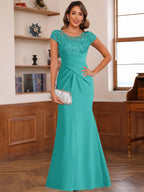 Genevieve Lark Turquoise back view mother of the bride dress