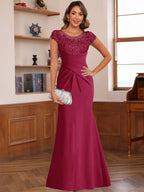 Genevieve Lark Burgundy side view mother of the bride dress